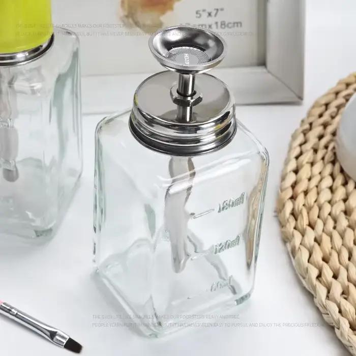 Bouteille en verre pour ongles, entonnoir de presse, bouteille d'alcool, dissolvant d'ongles, boutei