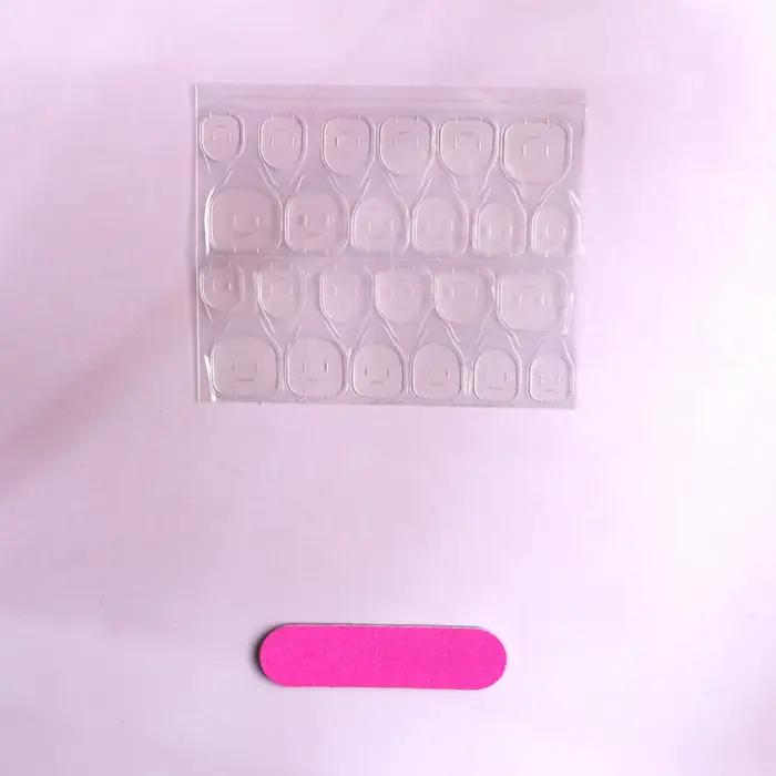 CuemployPusher-Faux ongles français, carré moyen, blanc, nœuds sur les ongles, poignées amovibles et