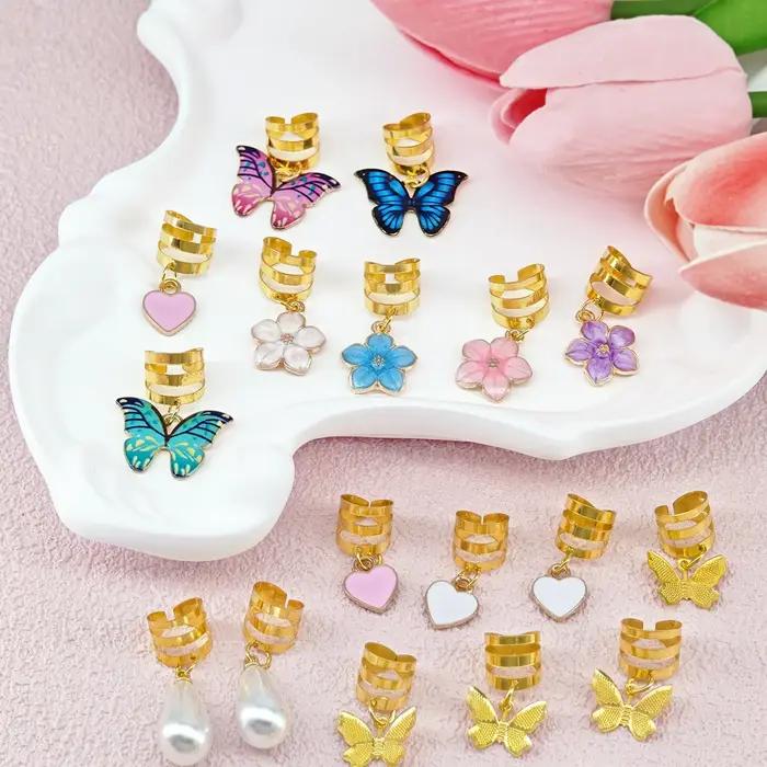 Pinces tressées papillon en cristal, 20 pièces, accessoires pour cheveux, Dreadlock, pendentif papil