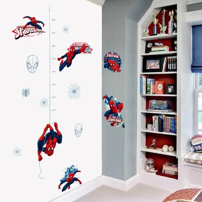 Autocollant mural règle de hauteur Spider Man, autocollant mural en vinyle de super-héros Spiderman