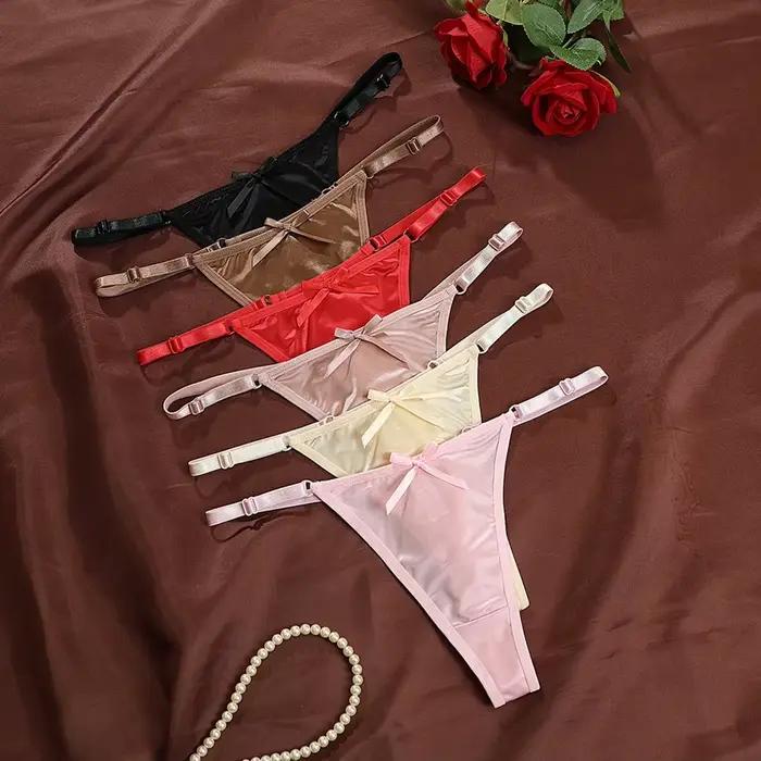 Culottes string sexy en satin doux pour femmes