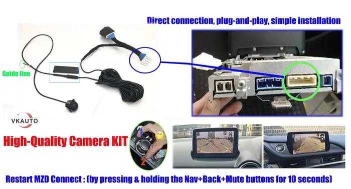 VKAUTO pour Mazda 2 Demio DJ hayon 2015 ~ 2025 caméra de recul oeil de poisson fonctionne avec l'ada