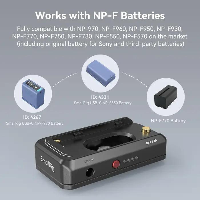 SmallRig NP-F batterie adaptateur avancé plaque de montage DC 7.4V 12V double sortie USB-C Interface