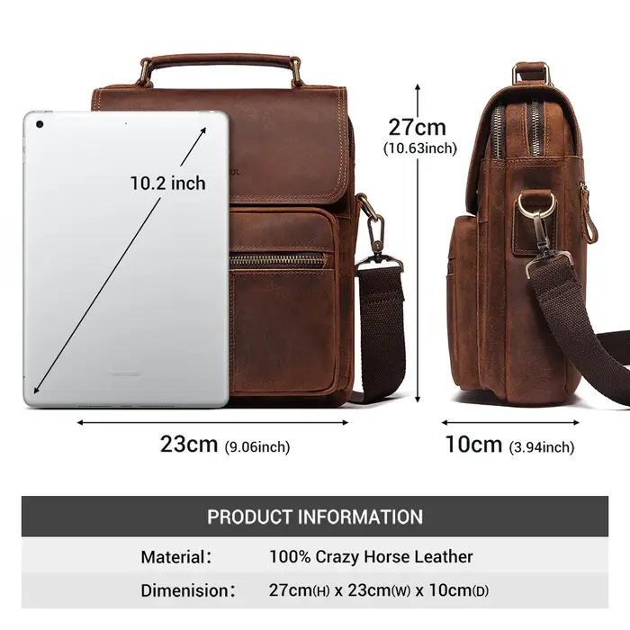 HUMERPAUL sac à bandoulière en cuir véritable pour hommes sacs de messager d'affaires de travail de