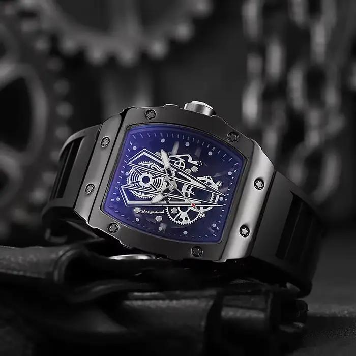 1/2 pièces de luxe grand cadran hommes montre à Quartz décontracté bracelet en Silicone hommes montr