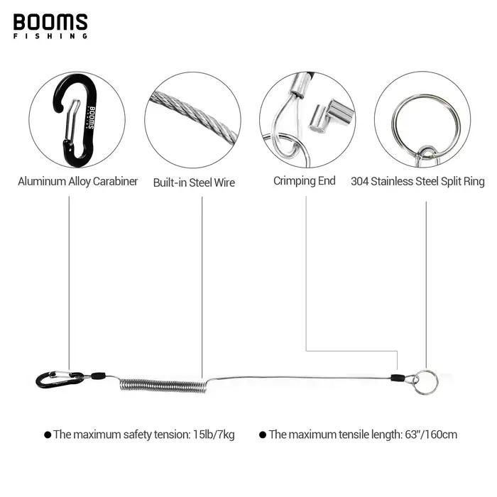 Booms Fishing T01 2M lanières enroulées de pêche avec ceinture d'attache de canne lanière de pêche p