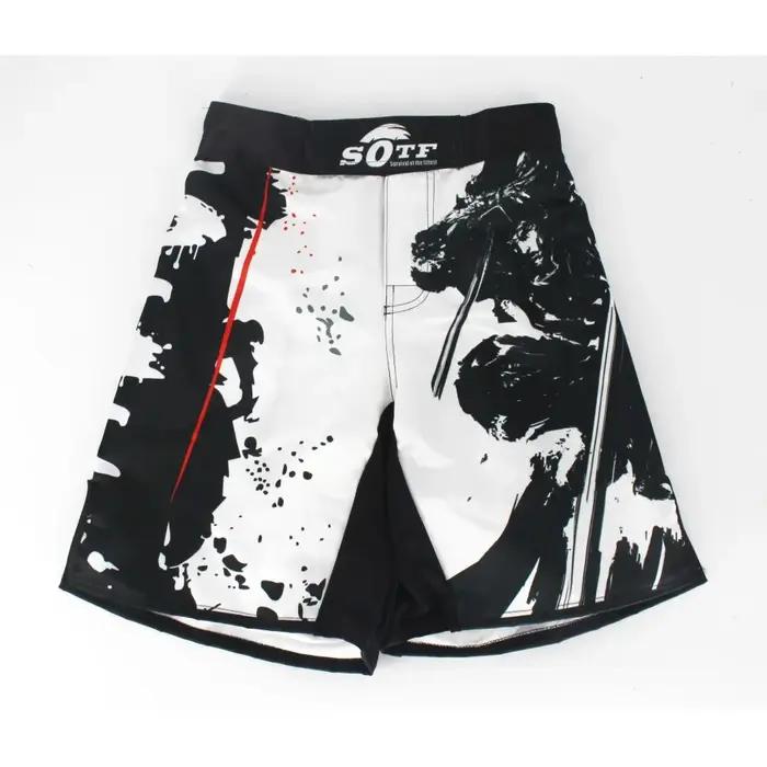 SOTF noir taille élastique Bushido Fitness féroce ninja combat sport shorts tigre Muay Thai mma shor