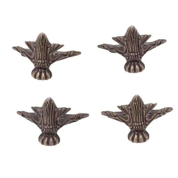 Coffre à bijoux en laiton Bronze Antique, boîte à meubles en bois, pieds décoratifs, protection d'an