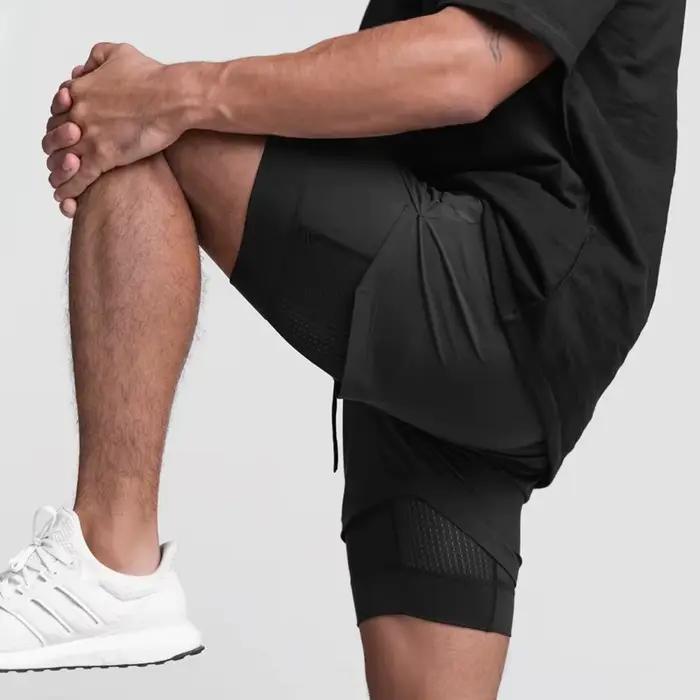 Short de sport respirant à double couche, 2 en 1, pour homme, tenue de gym, fitness, musculation, en
