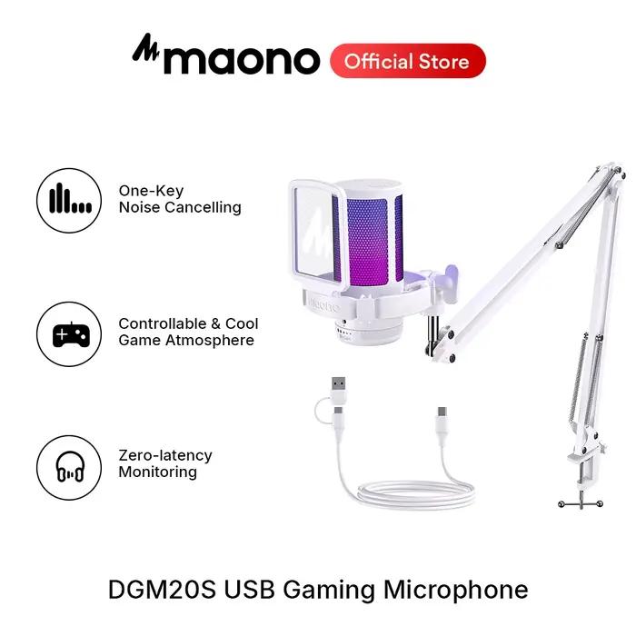 Microphone USB Gamerwave DGM20S, micro gaming, micro à condensateur, micro RGB, micro avec réduction