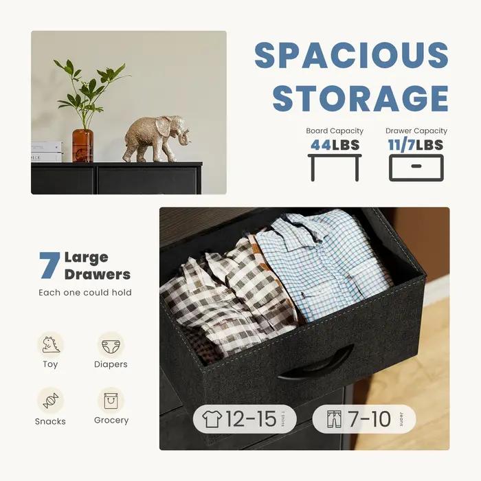 JHK Desser pour chambre à coucher avec 7 tiroirs en tissu organisateur placard de rangement poitrine