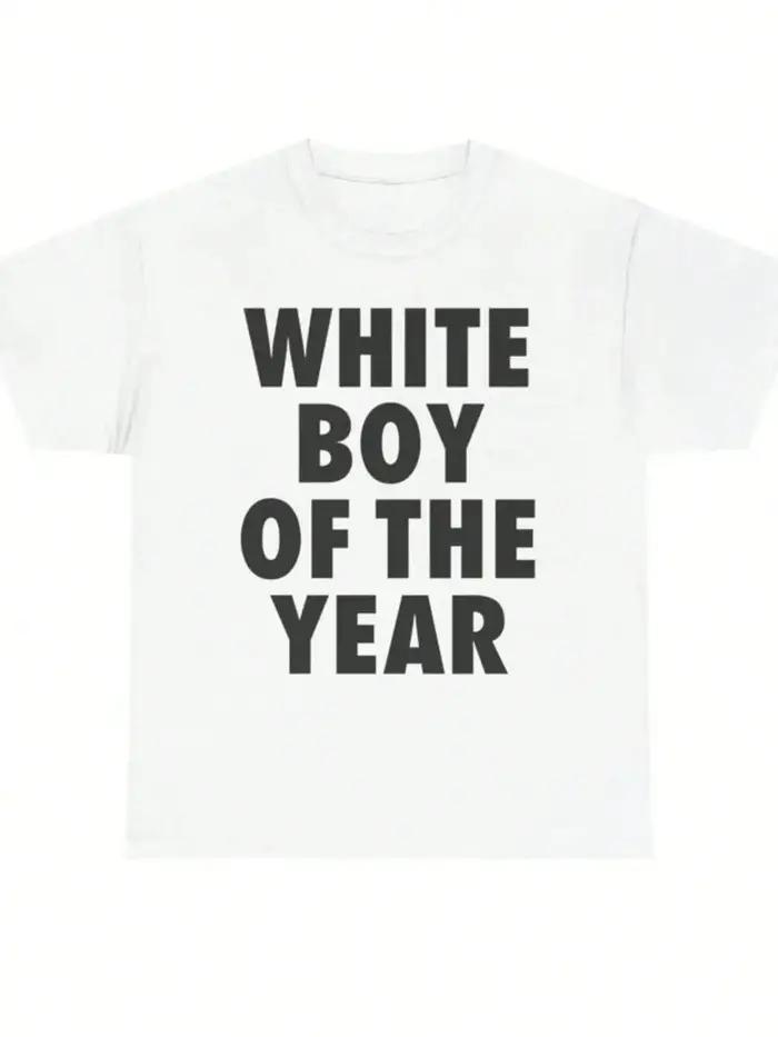 Blanc garçon de l'année t-shirts imprimé à manches courtes T-shirt rétro décontracté Streetwear Vint