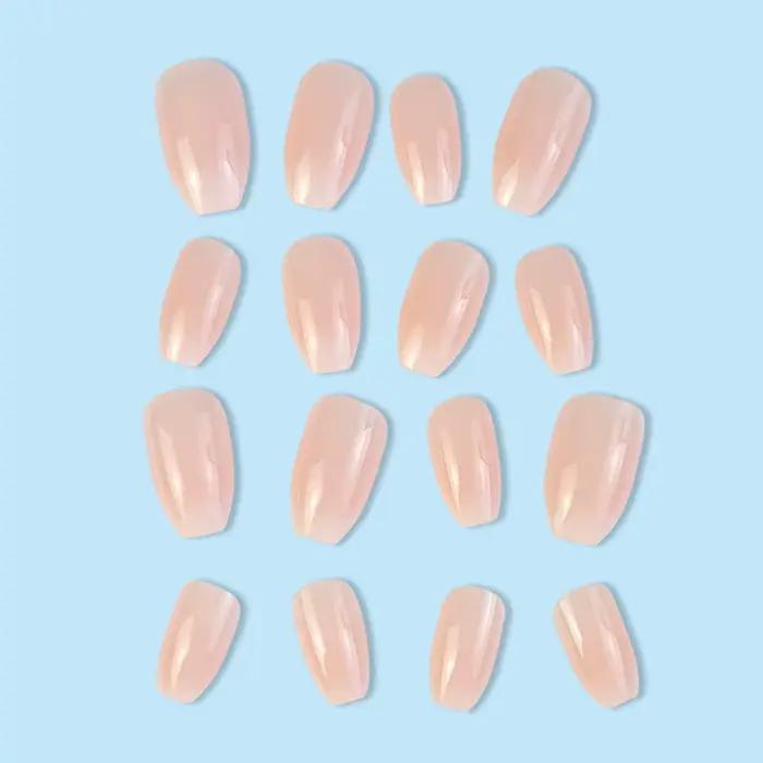 24 pièces ballerine presse sur ongles rose dégradé faux ongles brillant doigt artificiel manucure ré