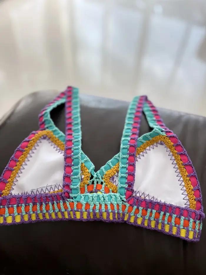 Maillot de bain crocheté à la main pour femmes, blanc, sexy, style boho, réversible, mignon, vêtemen