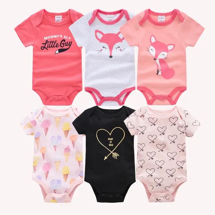Kavkas – body pour bébés filles, 6/3 pièces/lot, vêtements d'été en coton pour bébés, manches courte