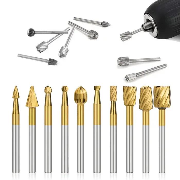 Jeu de forets de routeur de routage HSS, pour outils de fraises rotatives en carbure Dremel, bois, p
