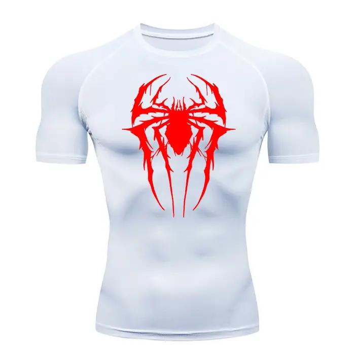 Spider graphique Compression chemises pour hommes gymnastique entraînement anti-éruption athlétique