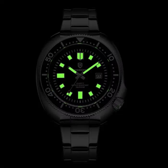 QINGXIYA tout nouveau Design de mode Date montre à Quartz pour hommes en acier inoxydable étanche lu