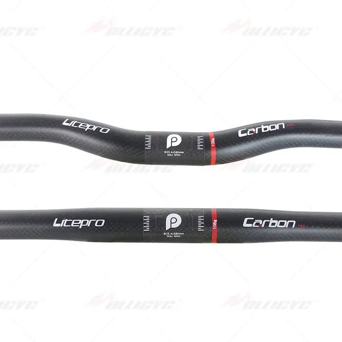 Litepro pliant/BMX 25.4mm 580mm guidon en carbone vtt guidon plat ou montée en Fiber de carbone ultr