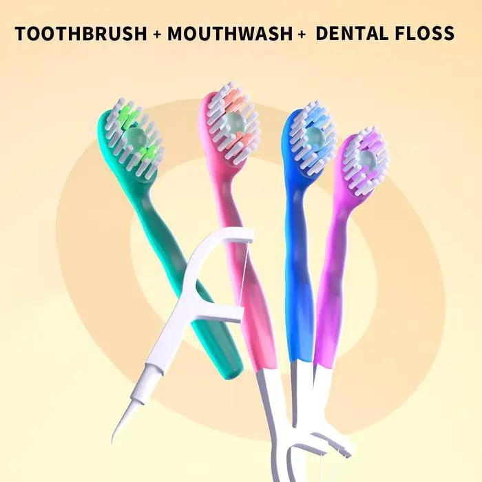 Brosse à dents jetable portable 5 en 1, fil dentaire, nettoyage buccal, adultes en voyage d'affaires