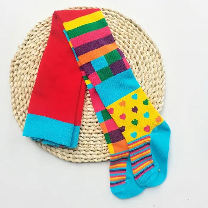 1 paire de collants pour filles, mignons, rayés, à motif de cœur et de fleurs, doux et extensibles,