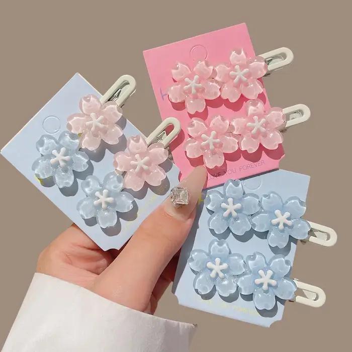 2 pièces Anime carte Captor Sakura mignon rose fleur crémeuse Bb épingle à cheveux côté pince à chev