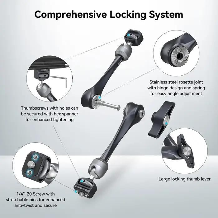 SmallRig Bras à rosace de 11 pouces 360 ° Bras magique réglable pour moniteur DSLR, accessoires de