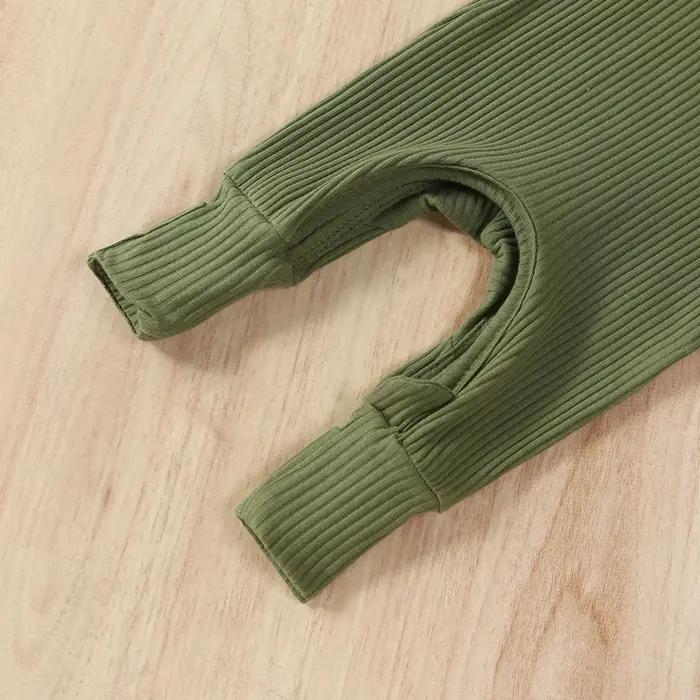 Combinaison pour nouveau-né garçon unie côtelée avec barboteuse et chapeau pour automne douillet nourrissons en bas âge sorties familles occasions spéciales