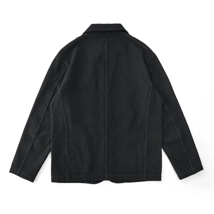 Vintage lourd Kendo veste hommes automne hiver nouveau coton revers multi-poches ample encre teint v
