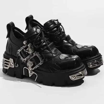 Peau de vache Rock flamme tendance sculpture Punk foncé petit cuir crâne conception bas gothique à s