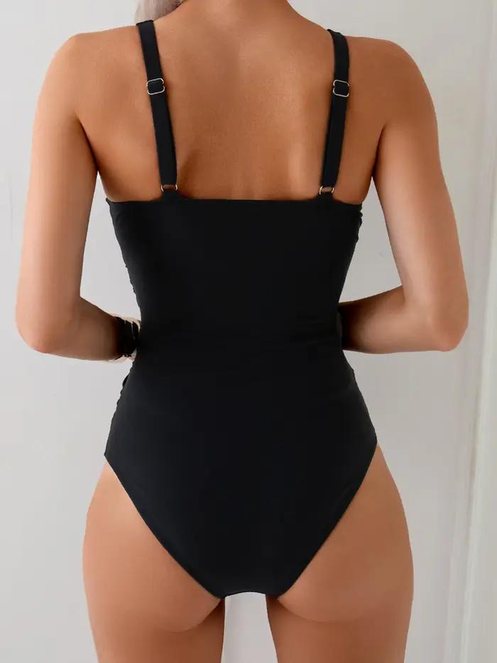 Maillot de bain une pièce croisé solide pour femmes, grande taille, Push Up, vêtements de plage, gra