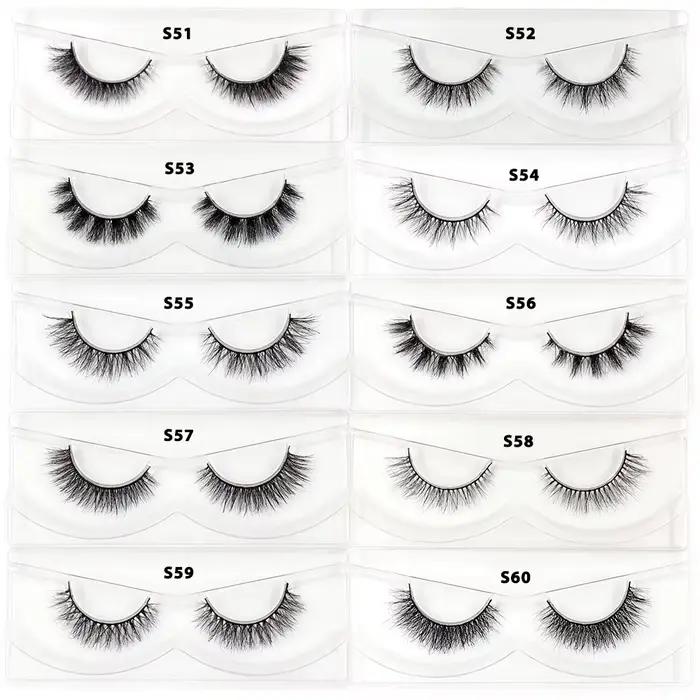 30/60/100 paires de cils de vison sans boîte cils de vison 3D courts faux cils de vison naturel en v