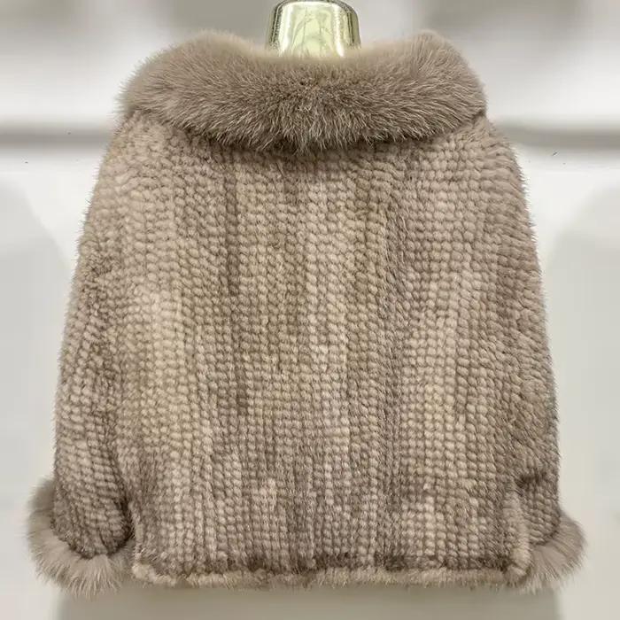 Nouveau Poncho en vraie fourrure de vison tricoté 100% naturel véritable fourrure de vison châle nat