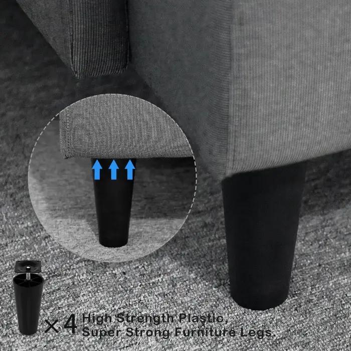 Pieds de Meuble Ronds Coniques en Plastique Noir, avec Plaques de Montage, Tige Filetée M8 x 25, pou