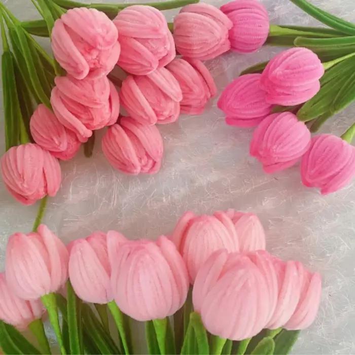 Nettoyeurs de tuyaux de la série Rose, tige en chenille, nettoyeurs de tuyaux artisanaux, Léon, fête