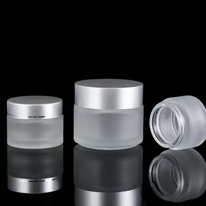 Bouteilles d'onguent rechargeables en verre givré, Pot cosmétique vide, conteneur de crème pour le v