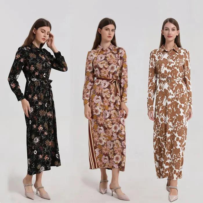I-ISHA-Robe Maxi Douce Imprimée avec Ceinture, Style Grandes Bol et Femmes, Vêtements, Printemps et