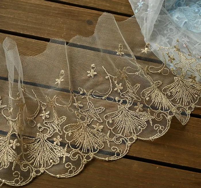 Ruban de garniture en dentelle brodée, tissu en dentelle de fleurs 3D, vêtement de mariage bricolage