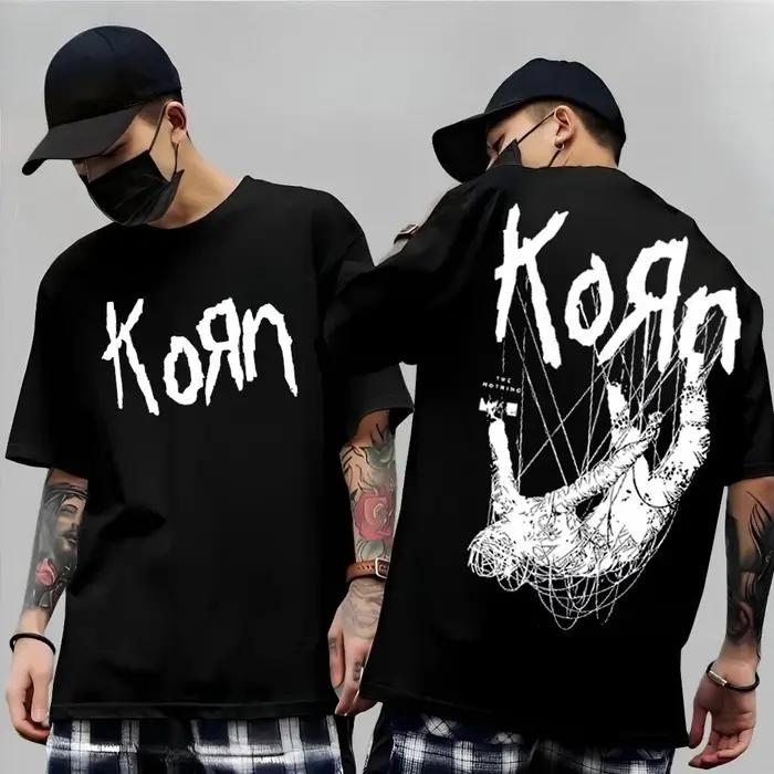 Korn Follow The Leader T-shirt en coton imprimé double face Metal Band Tee pour hommes et femmes, t-