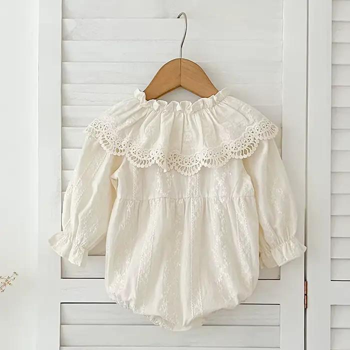 Body pour nouveau-né de 0 à 2 ans, vêtements à la mode, barboteuse en dentelle, col Peter Pan, nœud