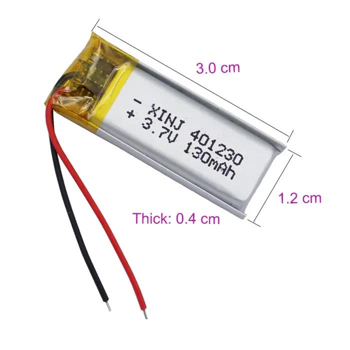 Batterie articulation po polymère aste, 3.7V, 130 mAh, 401230 pour casque Satnave, haut-parleur Blue
