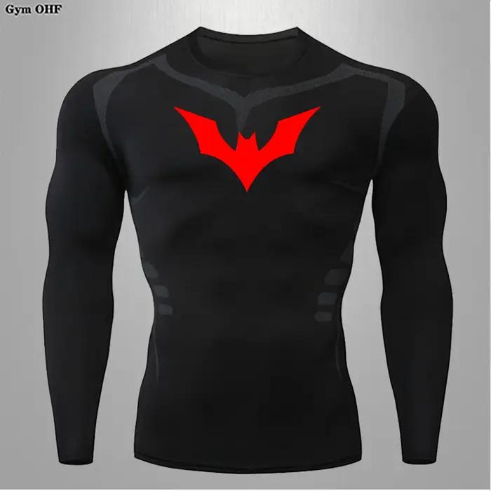Compression t-shirt homme séchage rapide course Gym Fitness serré vêtements de sport été respirant a