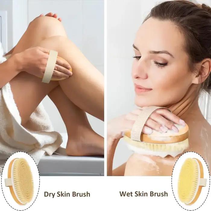Brosses pour le corps sec, épurateurs exfoliants pour le corps, poils naturels pour peau sèche, amél