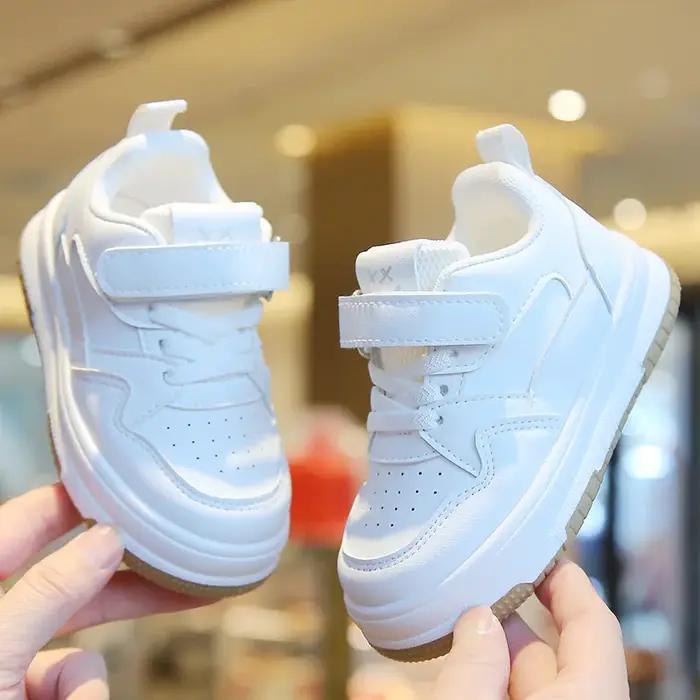 Chaussures blanches pour enfants printemps et automne chaussures de sport pour enfants anti-dérapant
