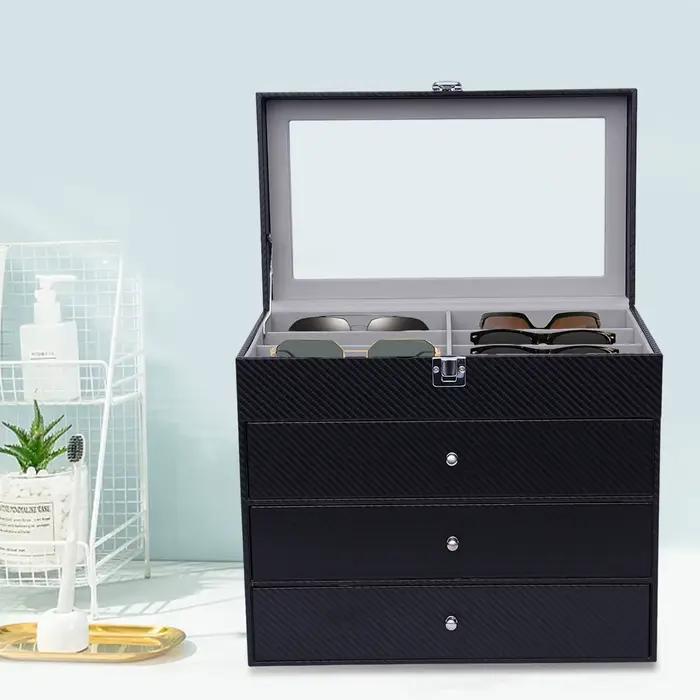 Boîte de rangement pour lunettes de soleil, porte-lunettes, étui à 24 grilles