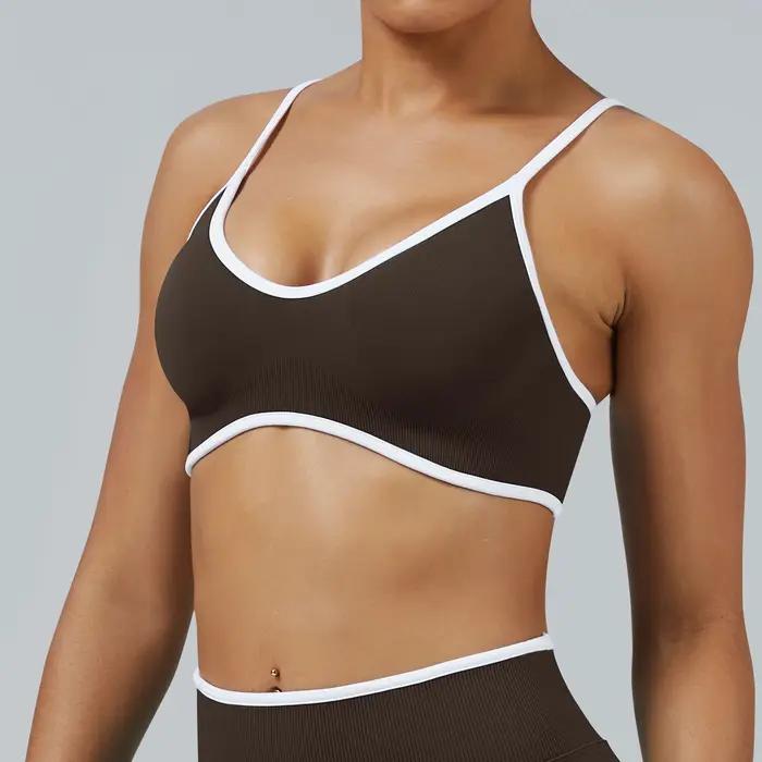 Soutien-gorge de sport haute résistance, haut de yoga sans couture, vêtements de sport pour femmes,