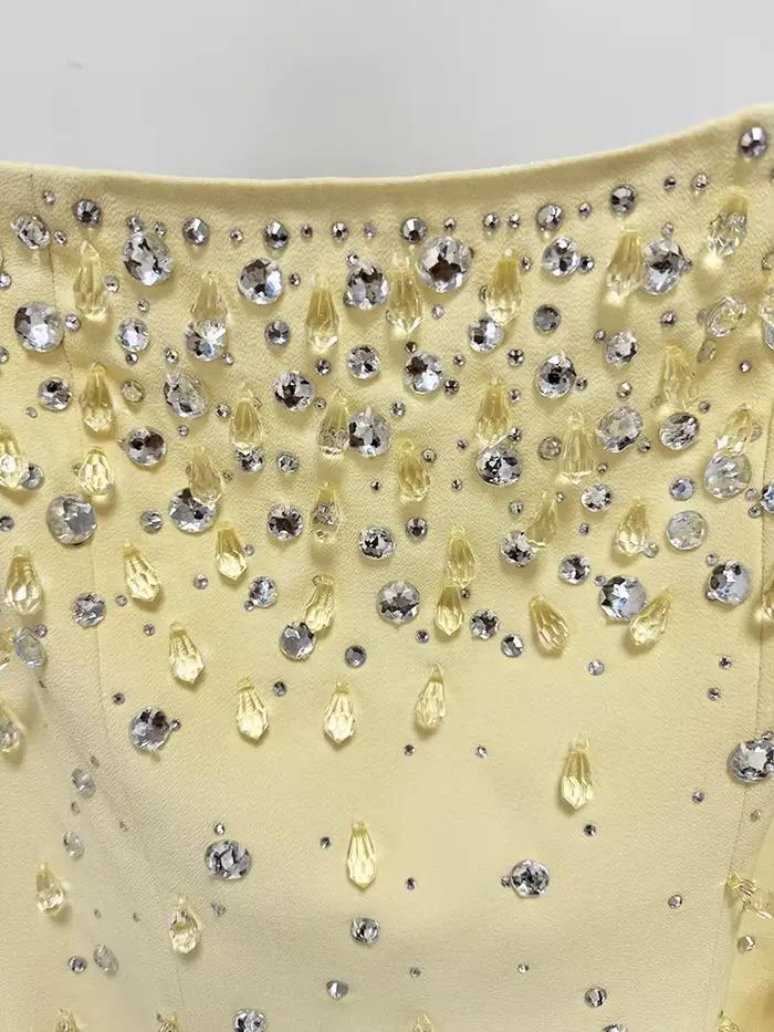 Robe longue maxi pour femme, col carré, perles et diamants, manches longues, nouvelle mode 2026, hau
