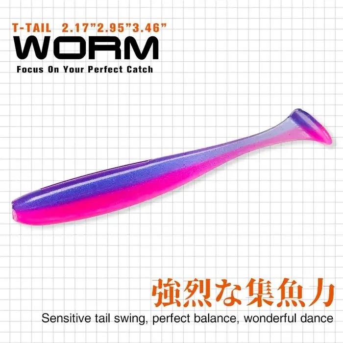TSURINOYA 65mm 75mm T queue Wrom leurres de pêche leurre souple appât artificiel attirail Jerkbaits