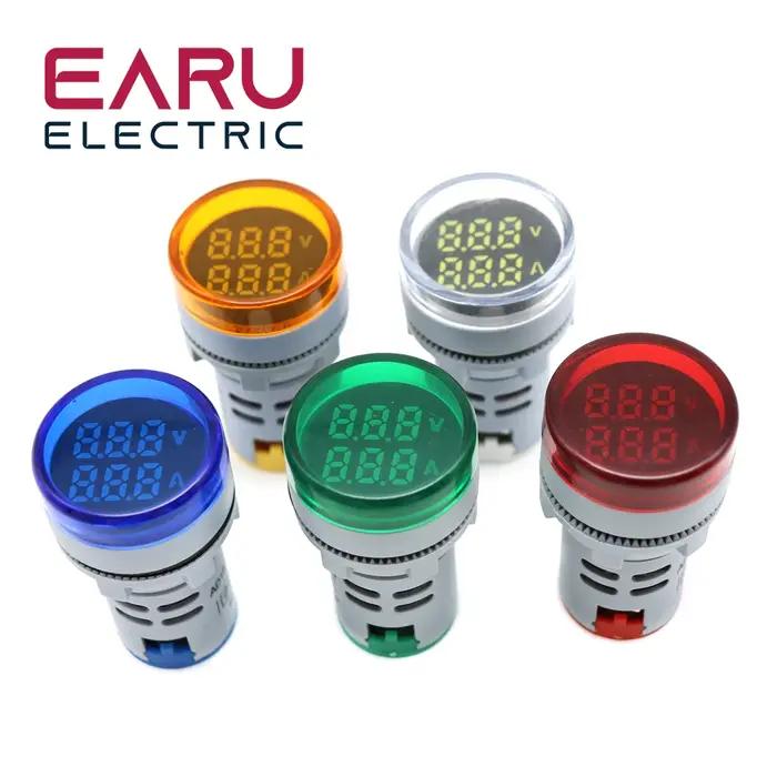Mini Voltmètre Numérique Rond de 22mm, AC 20-500V, 0-100A, Ampèremètre, Testeur de Tension, Indicate