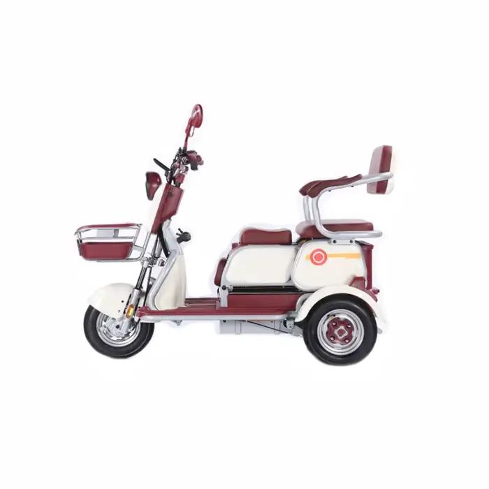 Le tricycle électrique à trois roues est un véhicule polyvalent sans barrière pour les loisirs et les déplacements avec un corps ouvert